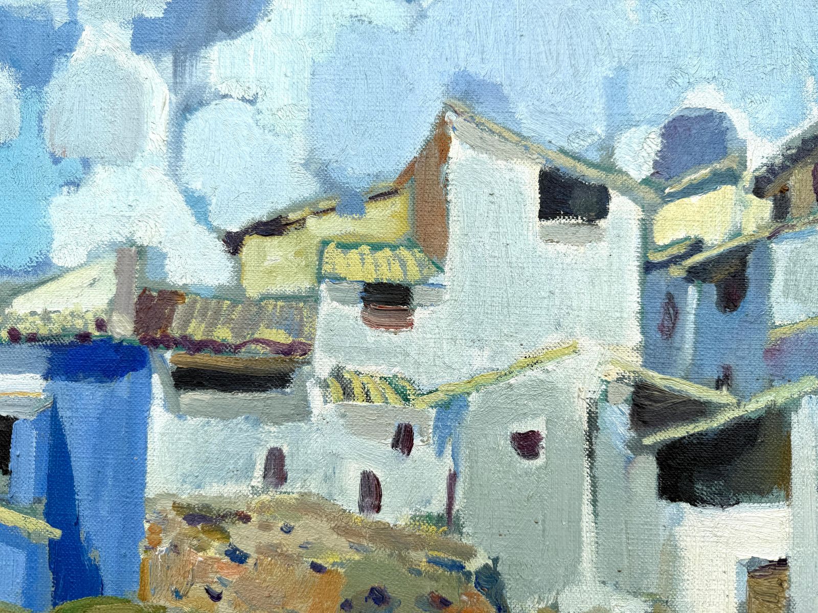 Ramon Sanvisens Marfull – Spaans Dorp, Olieverf Op Doek, Spanje, Mediterraan Landschap, Ca. 1960 photo 2500.0