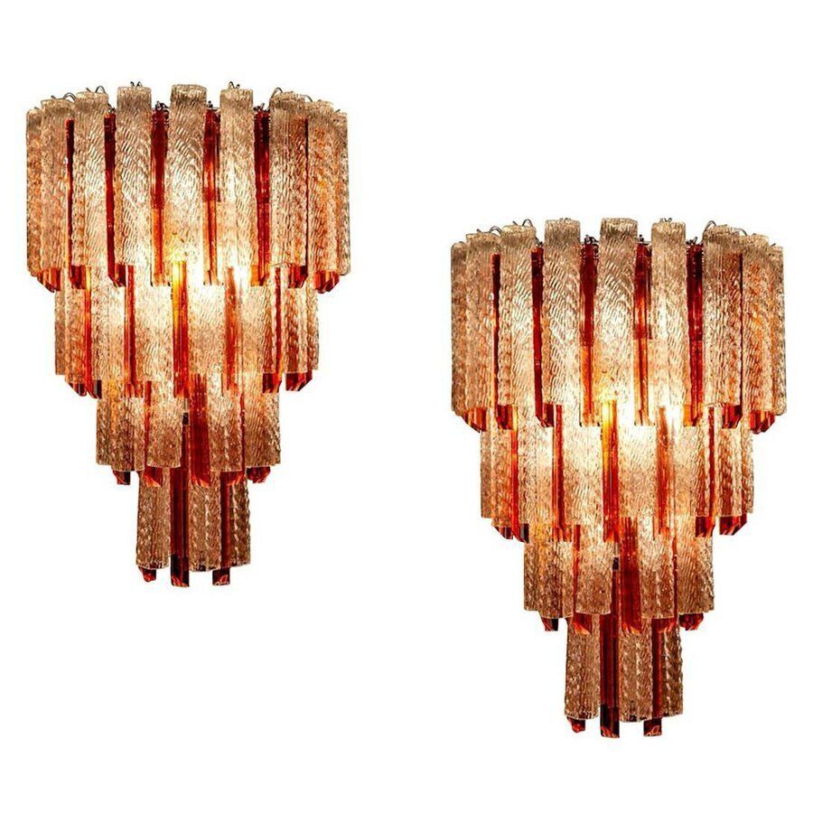 Mid Century Murano Glass Tronchi 4 Tier Chandelier, 1960