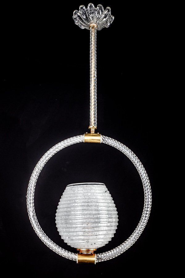 Art Deco Murano Glass Chandelier Or Lantern By Ercole Barovier, 1940s photo furniture