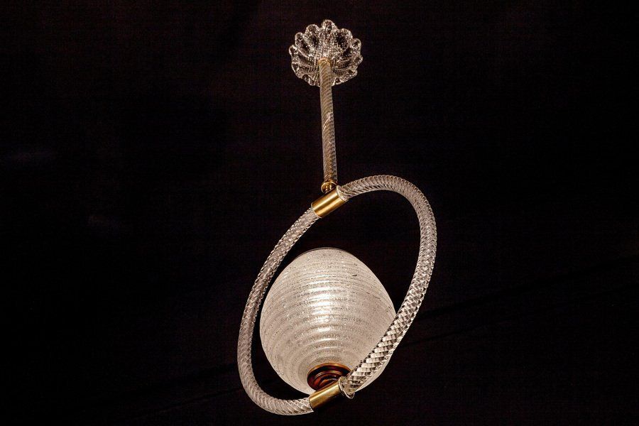 Art Deco Murano Glass Chandelier Or Lantern By Ercole Barovier, 1940s photo buy