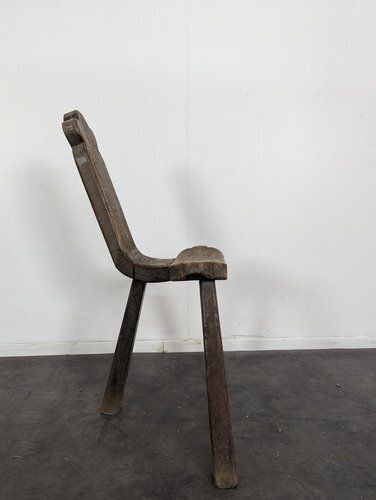 Brutalist Wooden Tripod Chair photo for sale