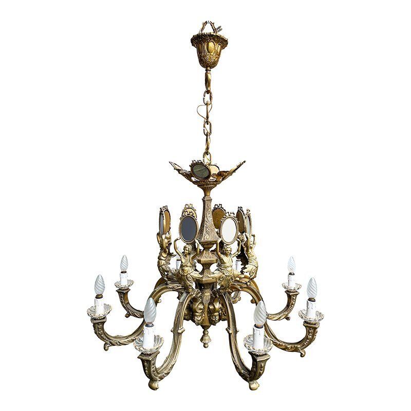 First Half Of The 20th Century Golden Bronze Chandelier