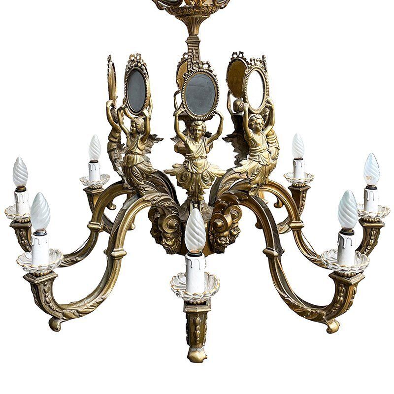 First Half Of The 20th Century Golden Bronze Chandelier photo Lighting
