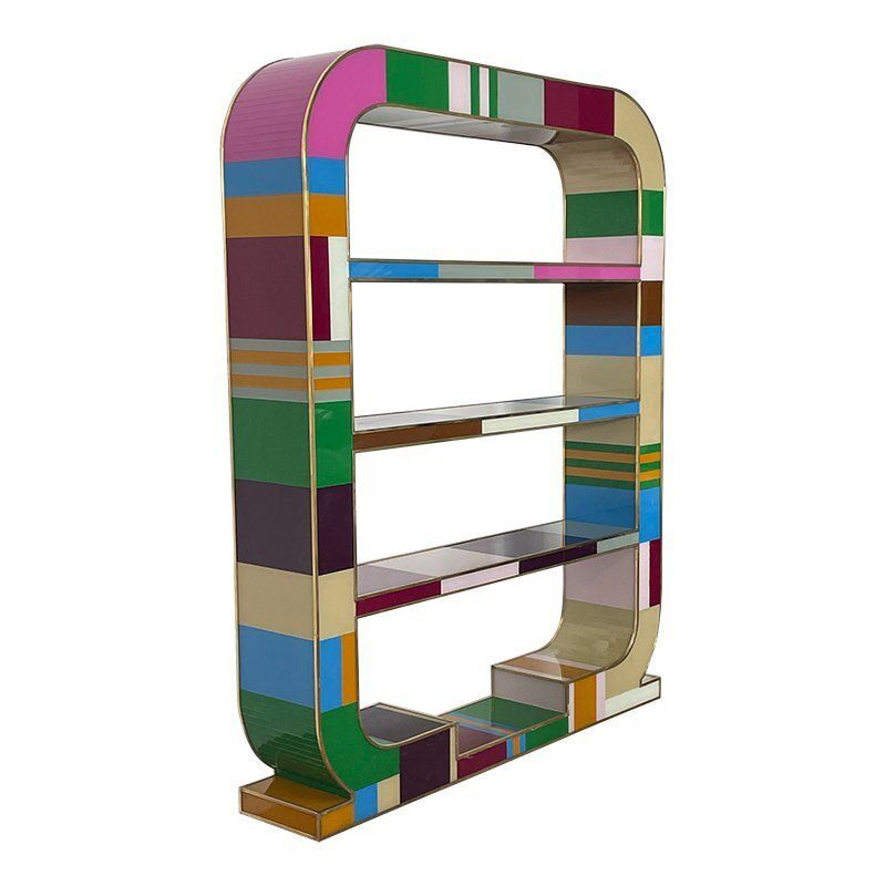 Art Deco Bifacceral Library In Multicolor Murano Glass, 1990s photo 6696.0