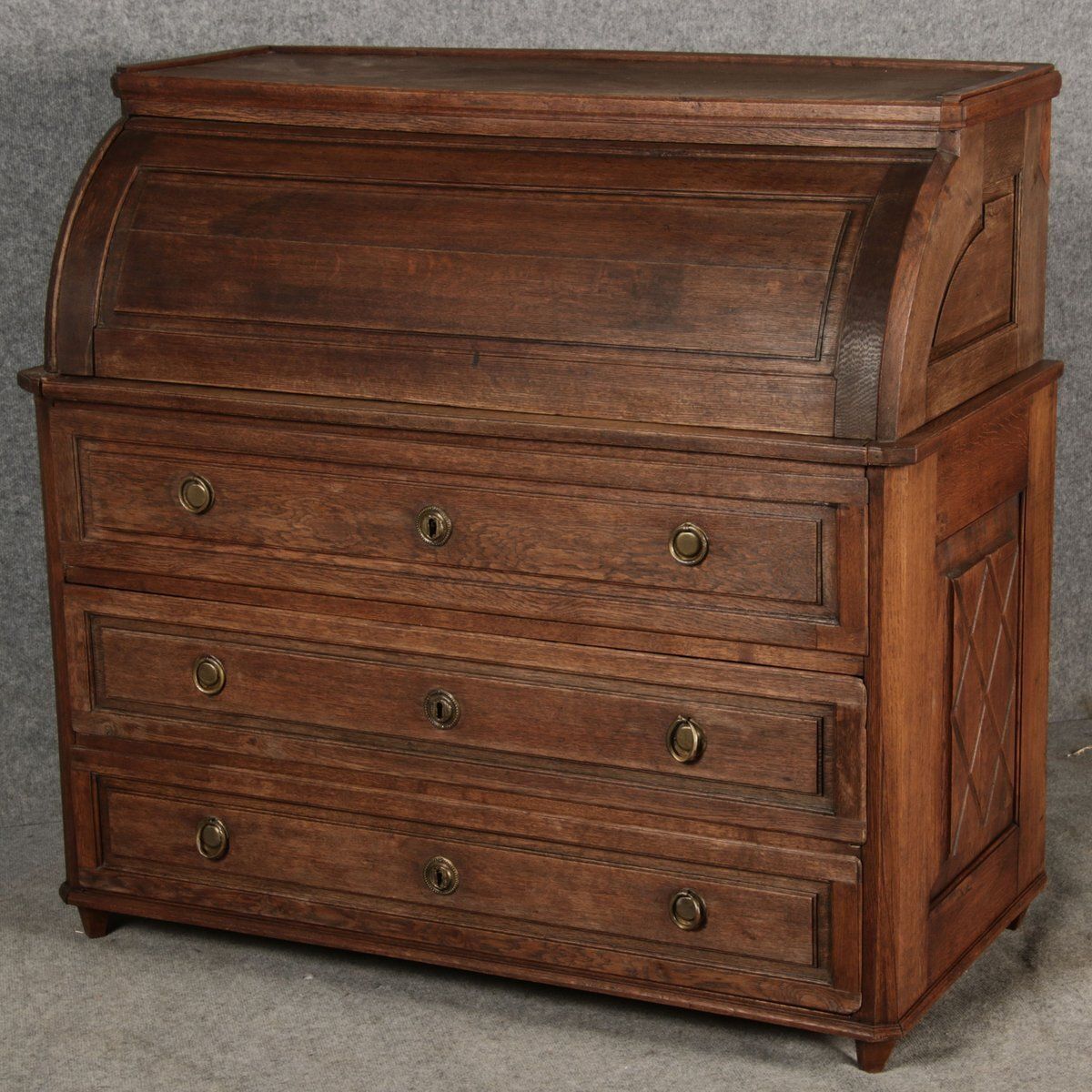 Furniture Antique Biedermeier Secretary In Oak, 1800 photo