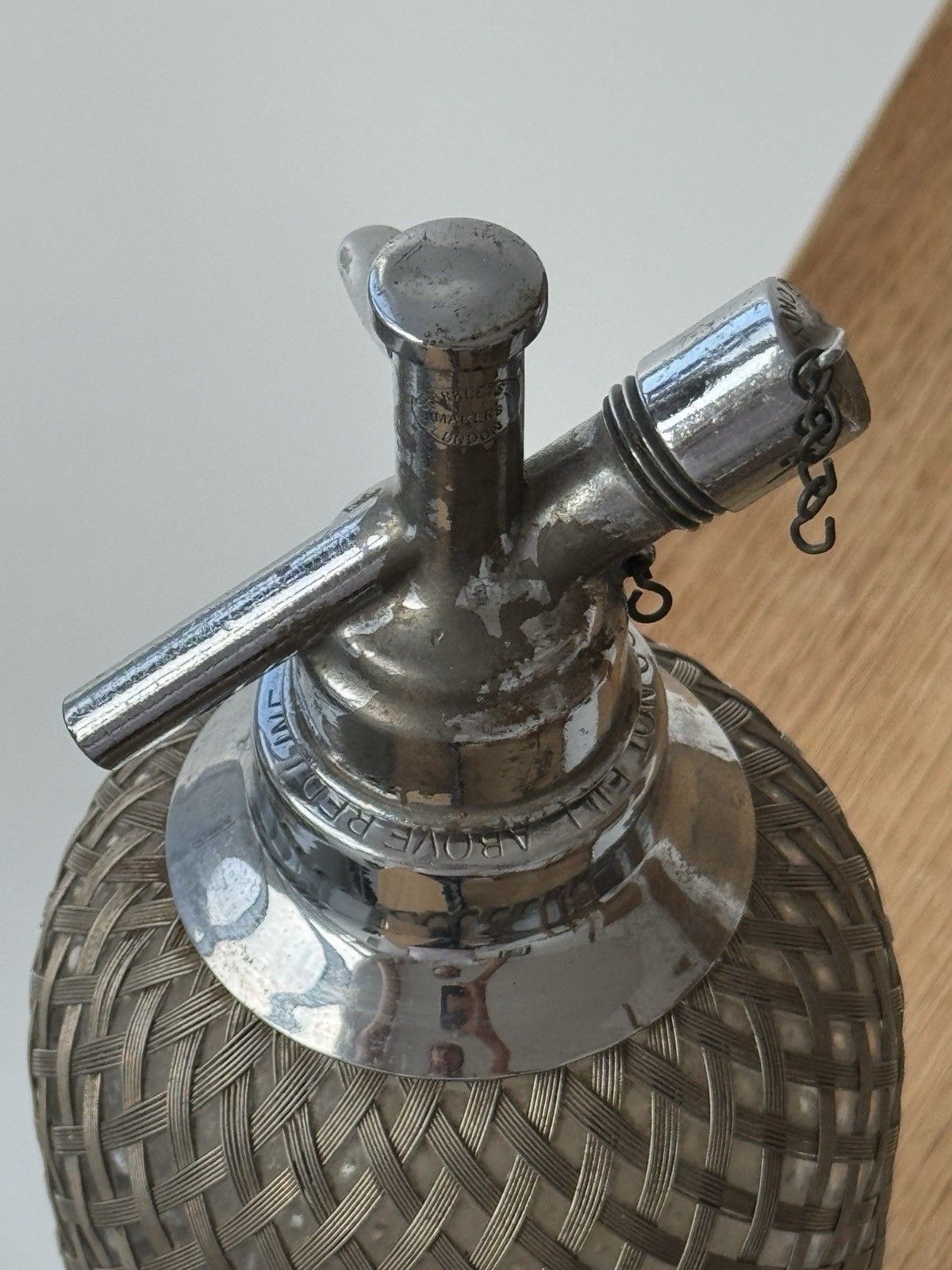 Antique Braided Metal Mesh Soda Siphon, Glass Bottle Made In Czechoslovakia photo 75.0