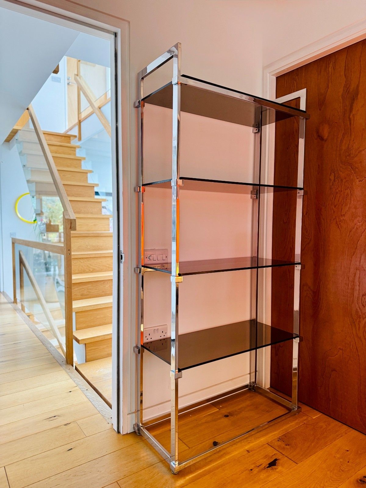 Pieff Lisse Chrome Plated Smoked Glass Shelving Unit/Bookcase, 1970s photo Furniture