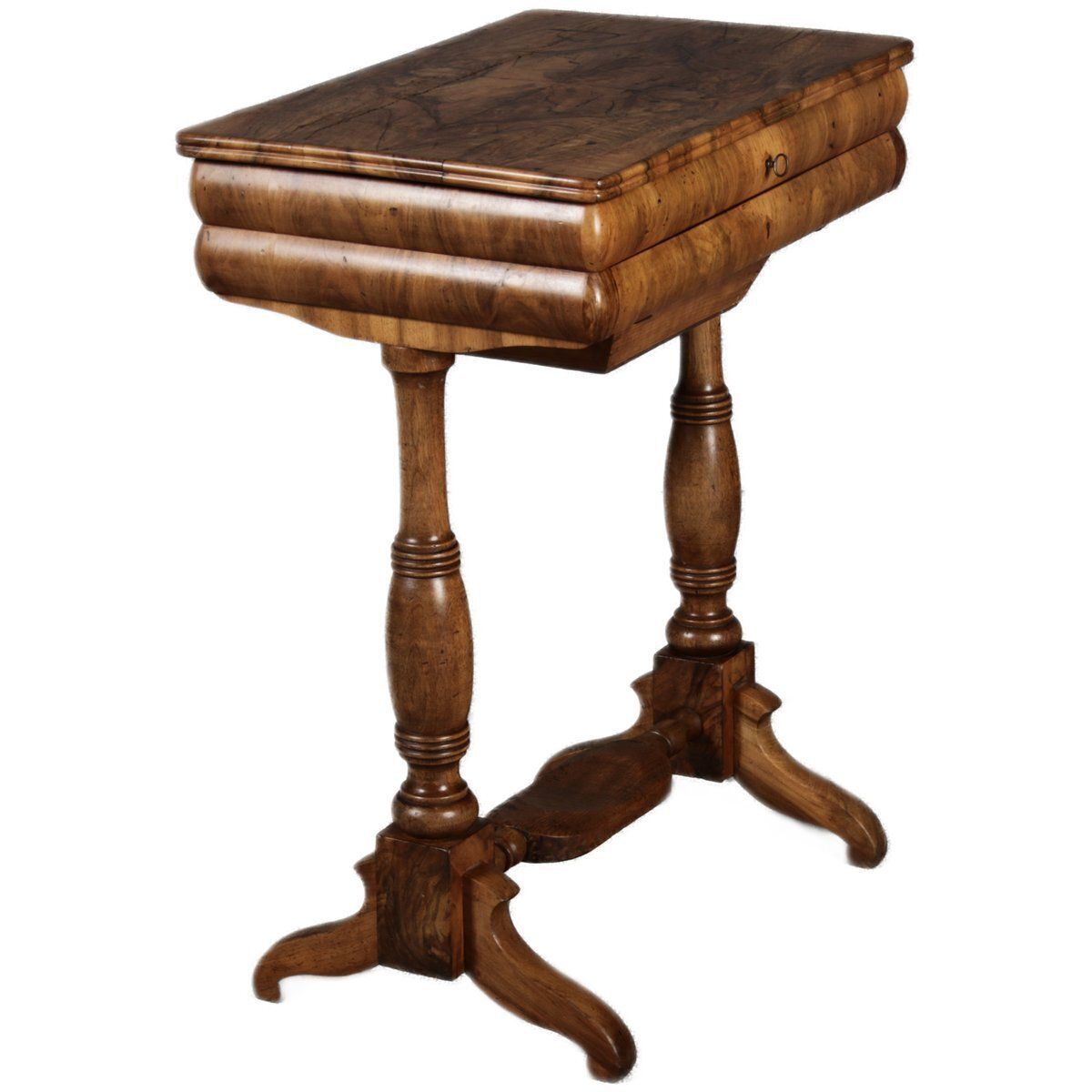 Antique Biedermeier Side Table In Walnut, 1830 photo furniture