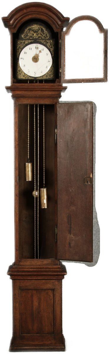Large Antique Baroque Grandfather Clock In Oak, 1750 photo Home Decor