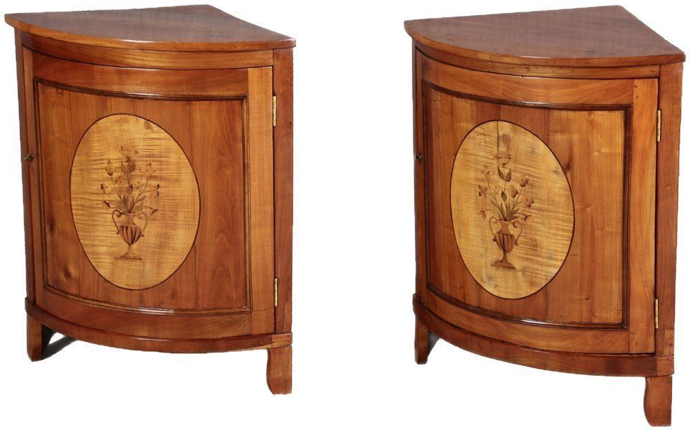 Small Antique Corner Cabinets In Cherry, 1800s, Set Of 2 photo for sale