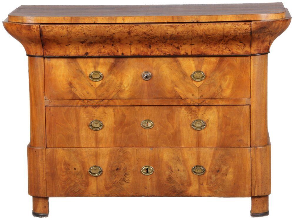 Ancient Biedermeier Walnut Chest Of Drawers, 1850s