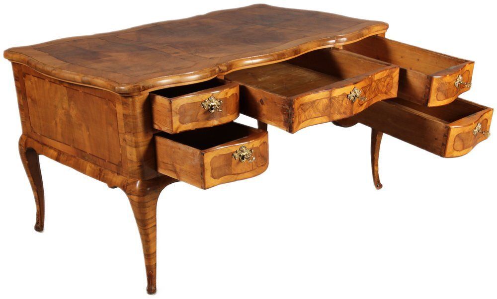 Antique Baroque Desk In Walnut Inlay, 1780 photo 4974.0