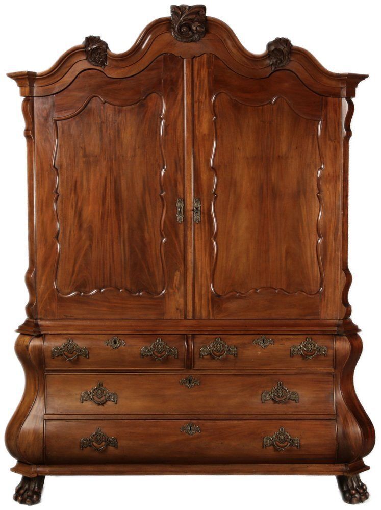 Antique Dutch Baroque Top Cabinet In Walnut, 19th Century