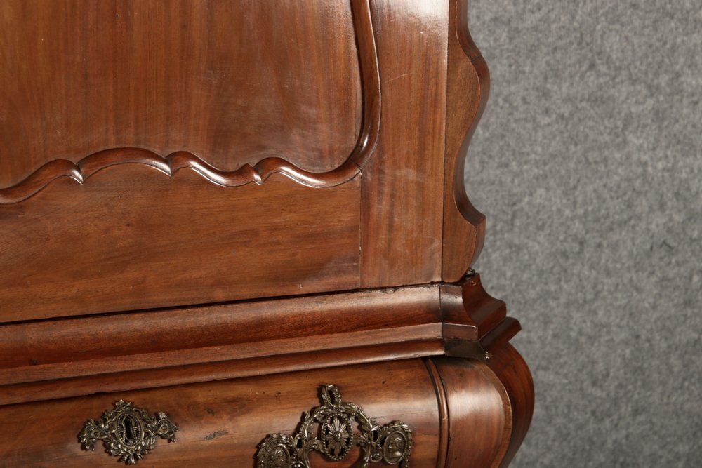 Antique Dutch Baroque Top Cabinet In Walnut, 19th Century photo vintage