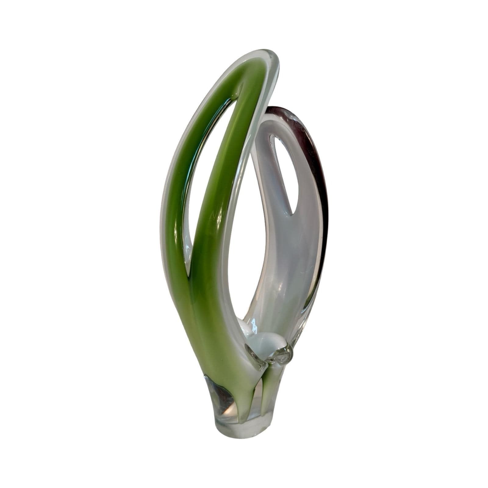 Paul Kedelv For Flygsfors Glass Art Sculpture Solid Glass, Signed Sweden, Ca. 1950 Vase Model 'Coquille' photo for sale