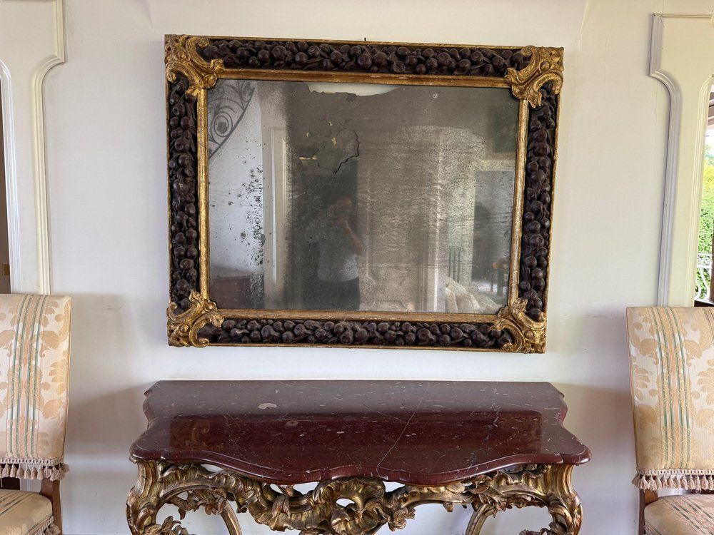 Large Mid 18th Century French Giltwood Rococo Console Table With Marble Top, 1740s photo vinterior