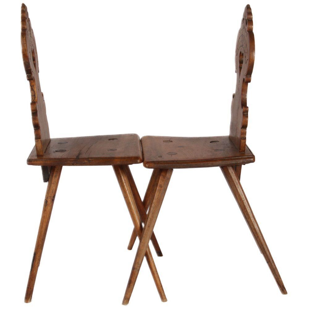 Furniture Antique Board Chairs In Walnut, 1815 1825, Set Of 2 photo