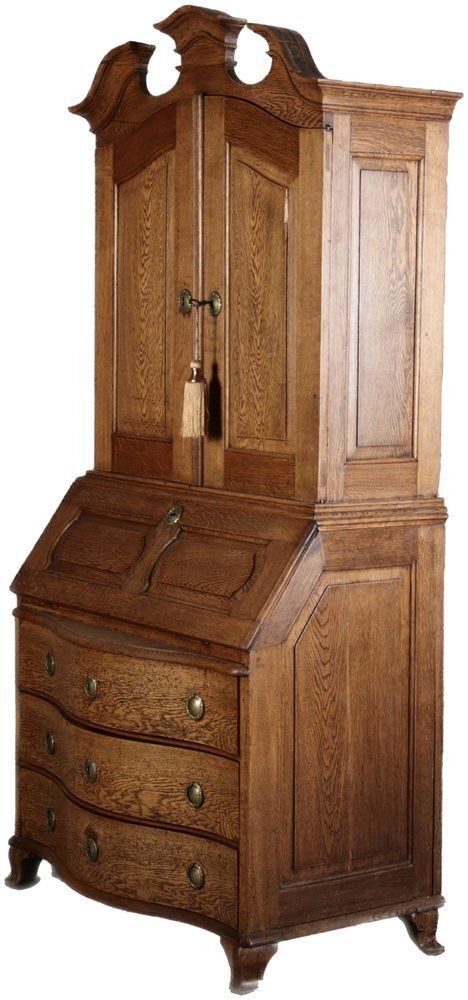 Antique Baroque Secretary In Oak, 1740 photo for sale