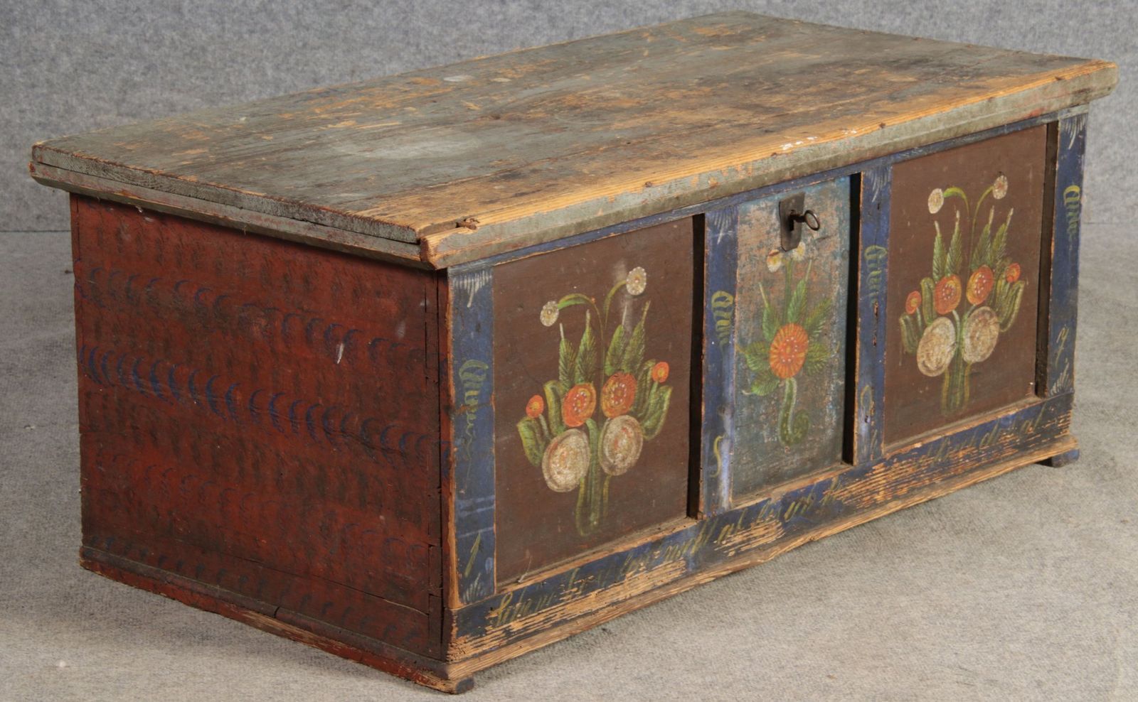 752.0 Small Antique Chamfered Chest In Softwood, 1897 photo