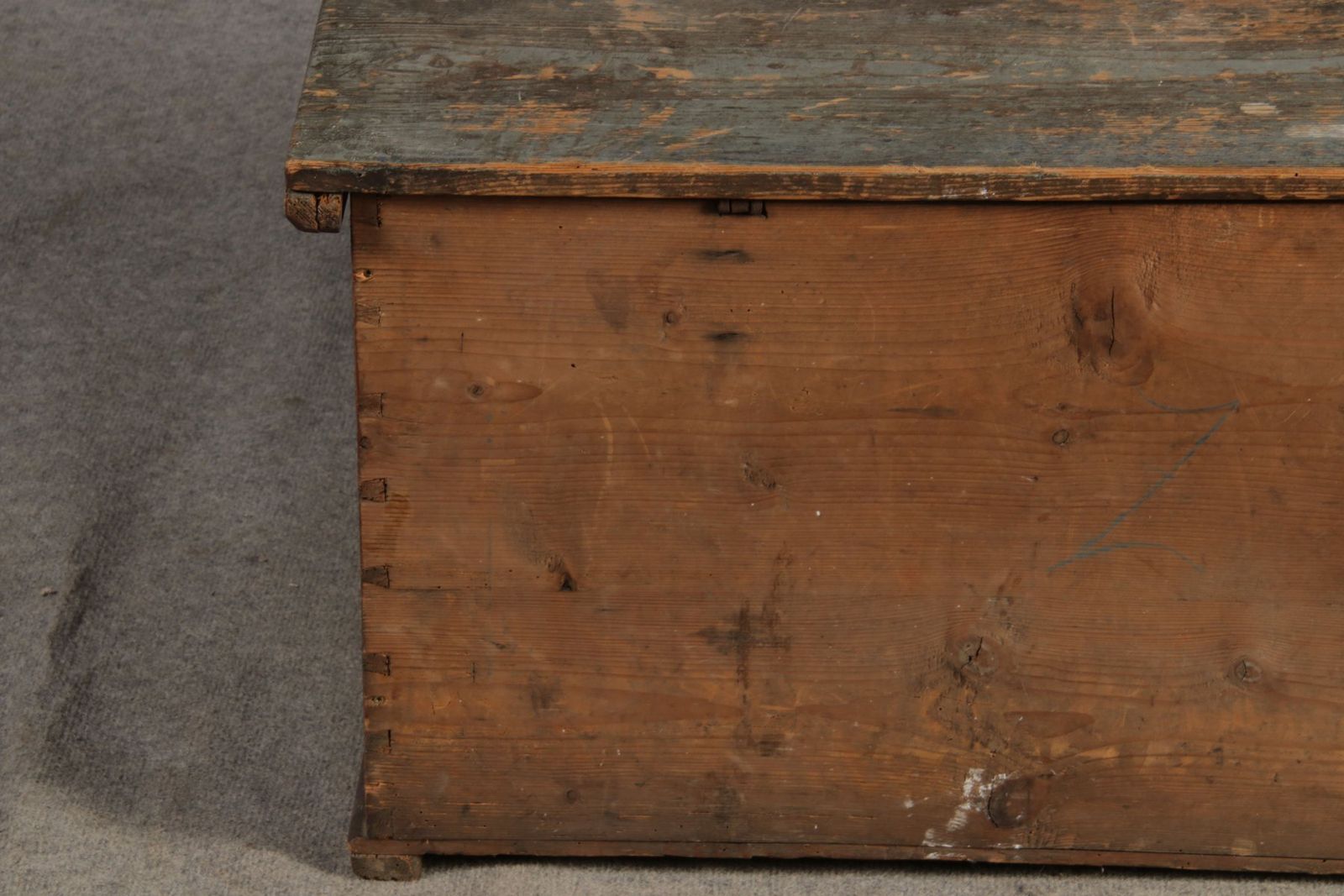photo buy Small Antique Chamfered Chest In Softwood, 1897