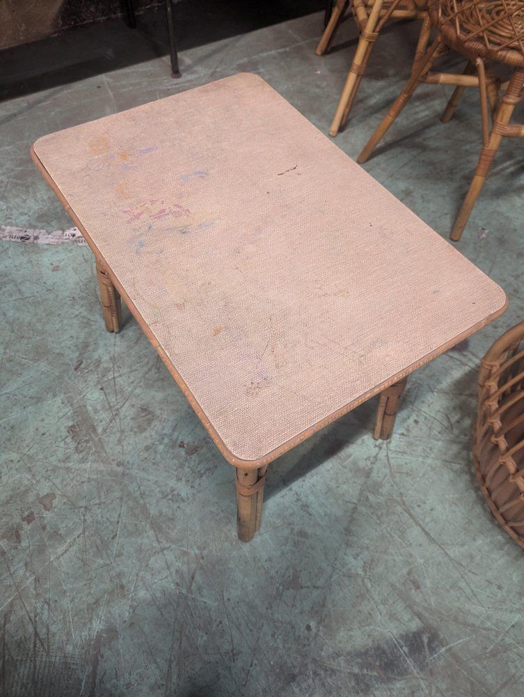 Vintage Rattan Auxiliary Table photo furniture