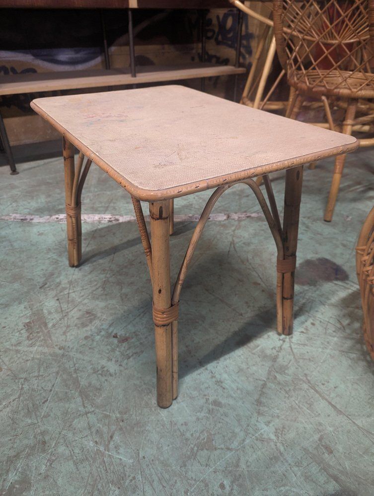 Vintage Rattan Auxiliary Table photo 119.0