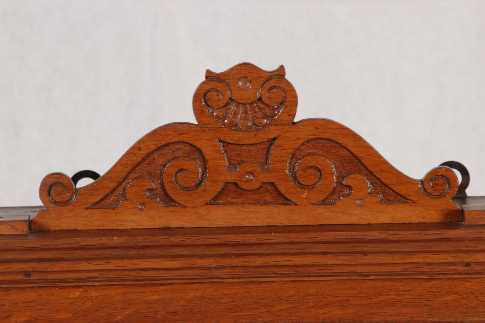 Antique Art Nouveau Hanging Cabinet Wall Cabinet Oak Brass Relief, 1900 photo vintage