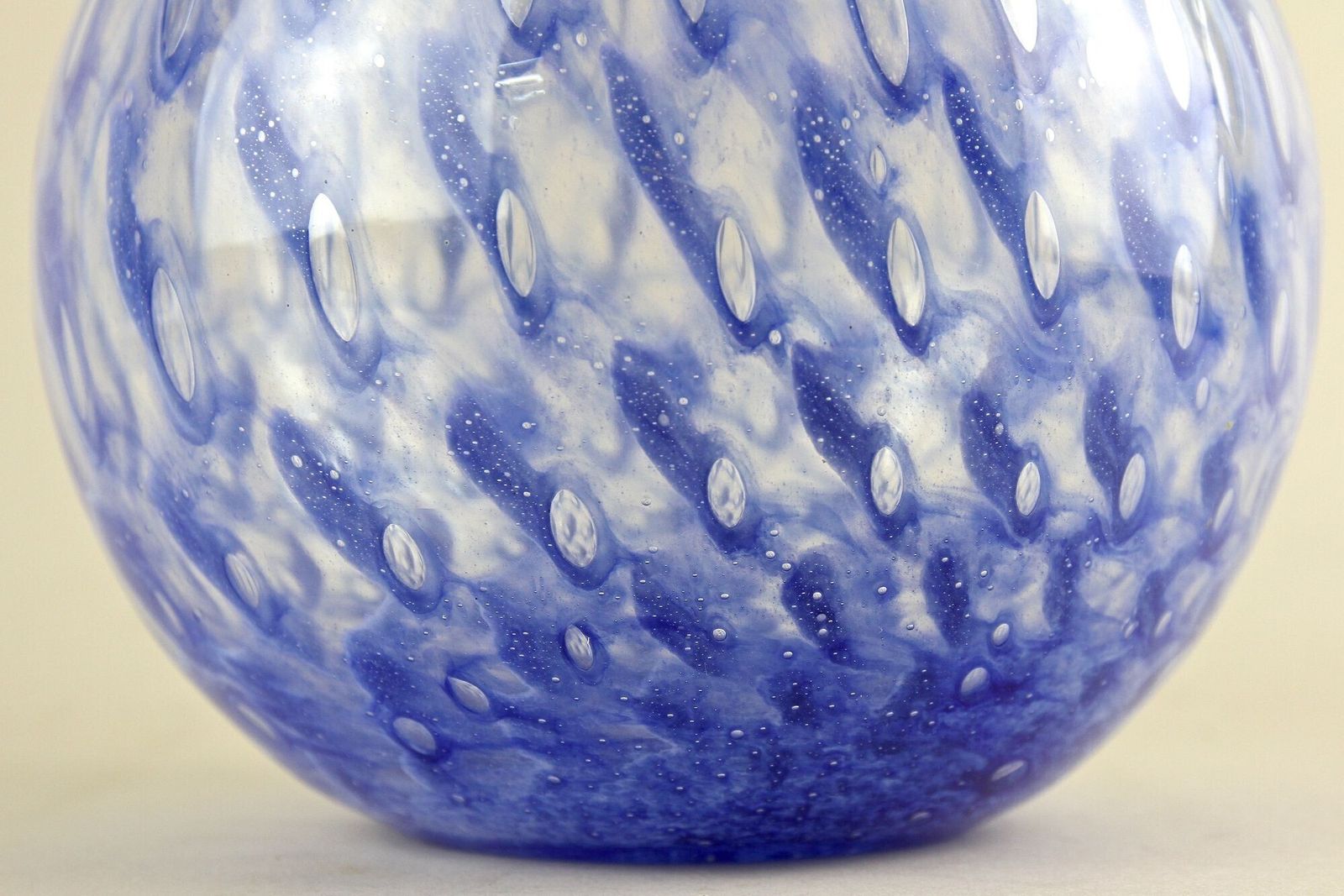 20th Century Blue Murano Glass Ball Vase, Mid Century Modern, Italy Ca. 1970 photo vintage