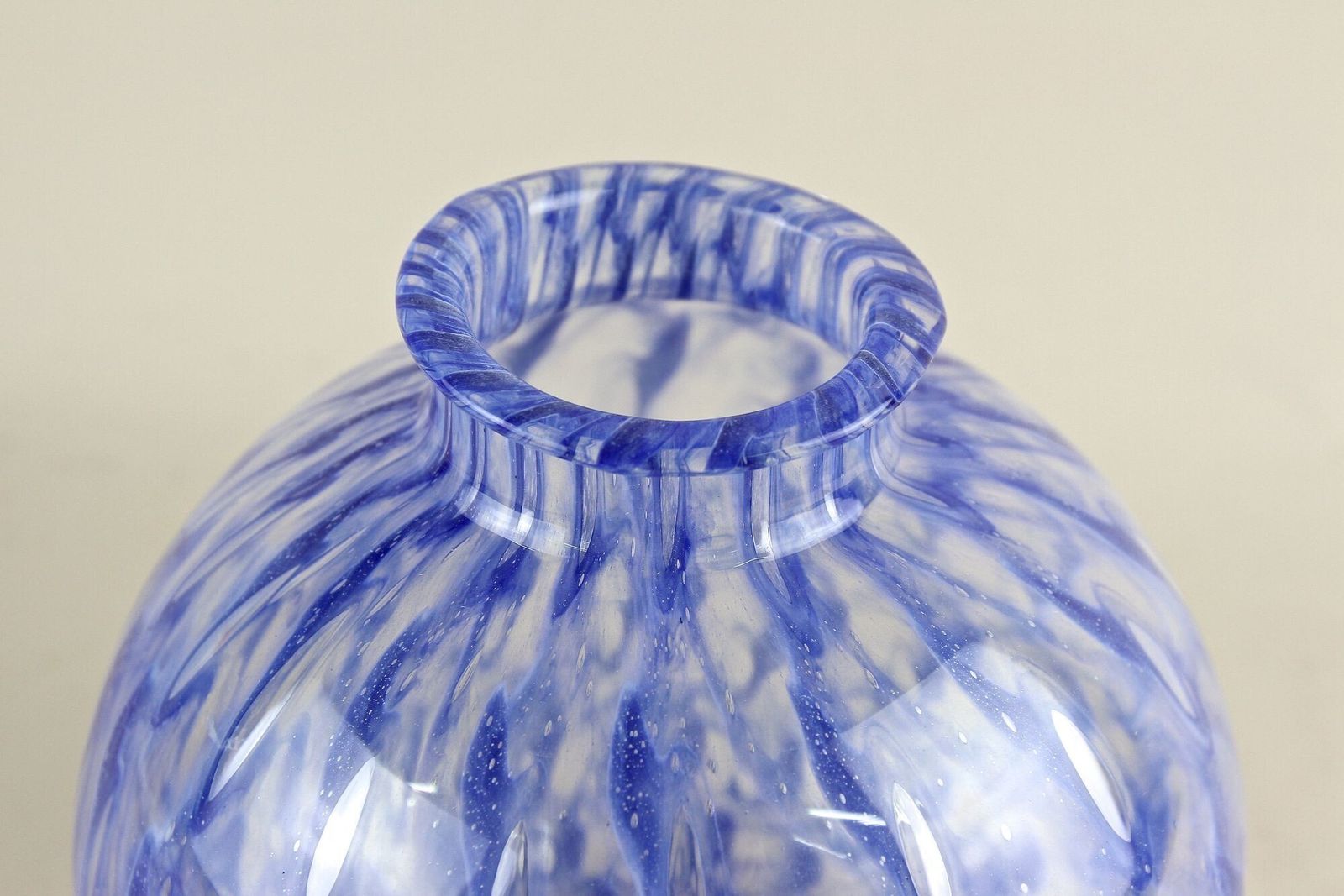 Home Decor 20th Century Blue Murano Glass Ball Vase, Mid Century Modern, Italy Ca. 1970 photo