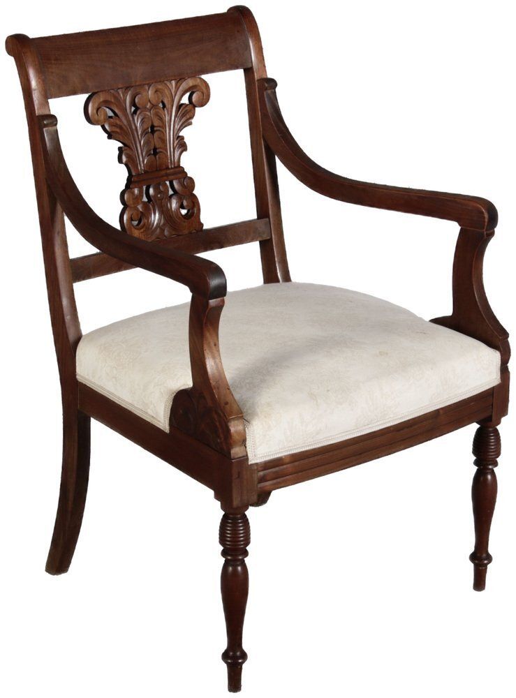 Antique English Regency Biedermeier Armchair In Mahogany, 1840