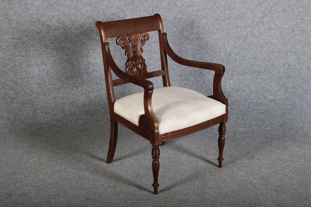 Antique English Regency Biedermeier Armchair In Mahogany, 1840 photo vintage