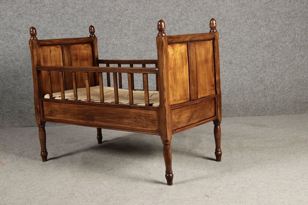 photo buy 19th Century Biedermeier Walnut Childrens Bed Doll Bed, 1830s