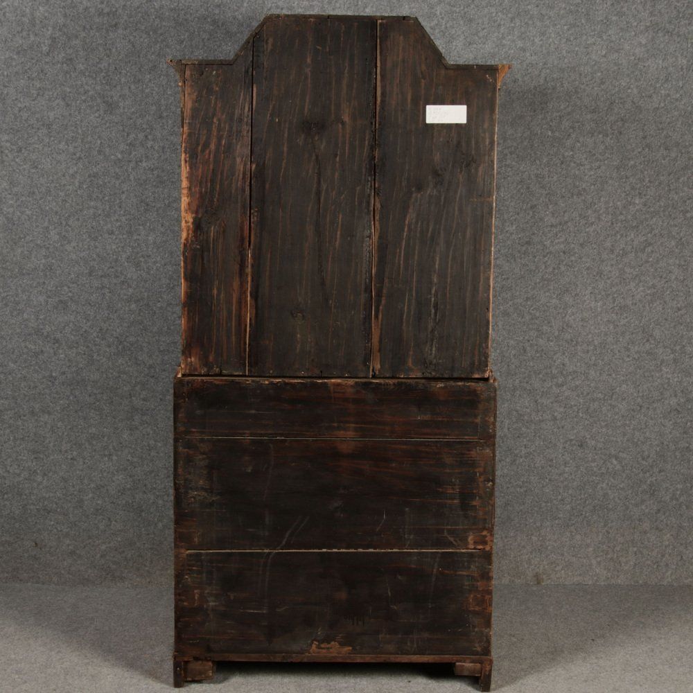 Baroque Narrow Secretary In Walnut Veneer, 18th Century photo vintage