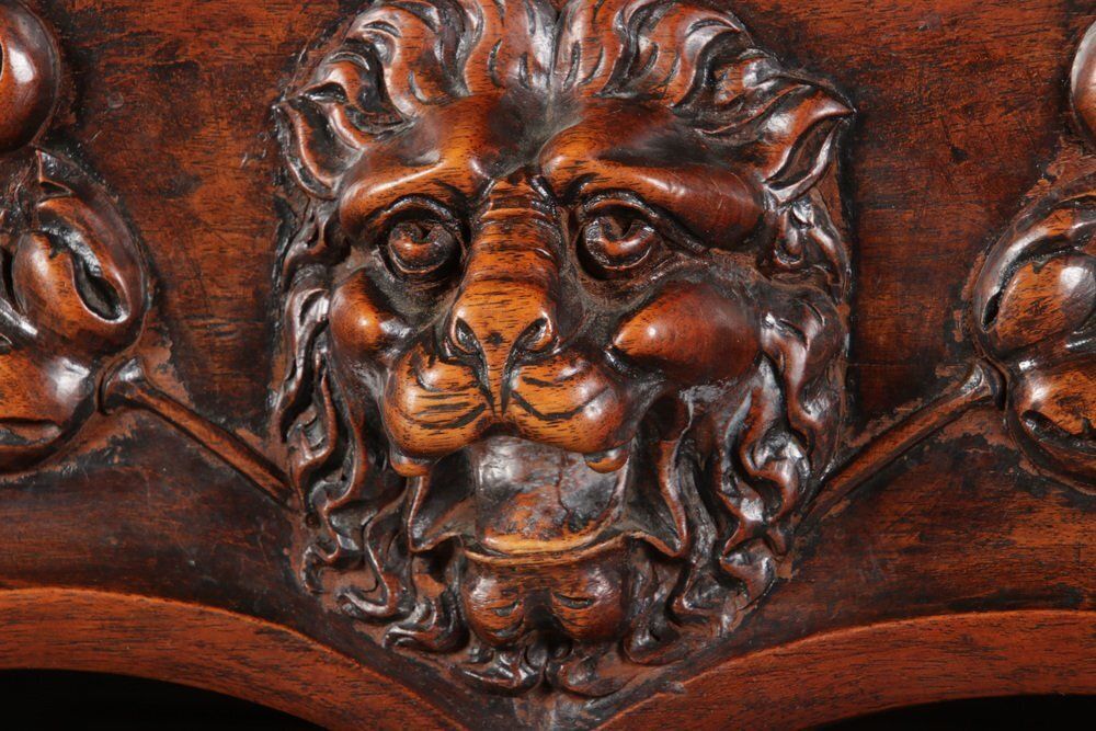 Antique Historicism Cabinet With Lions, 1900s photo vintage