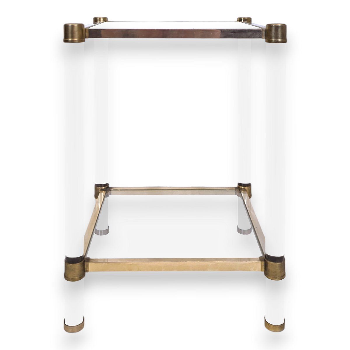 Italian Style Side Table In Metal And Acrylic Glass, 1980s