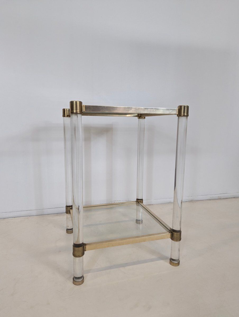 Italian Style Side Table In Metal And Acrylic Glass, 1980s photo furniture