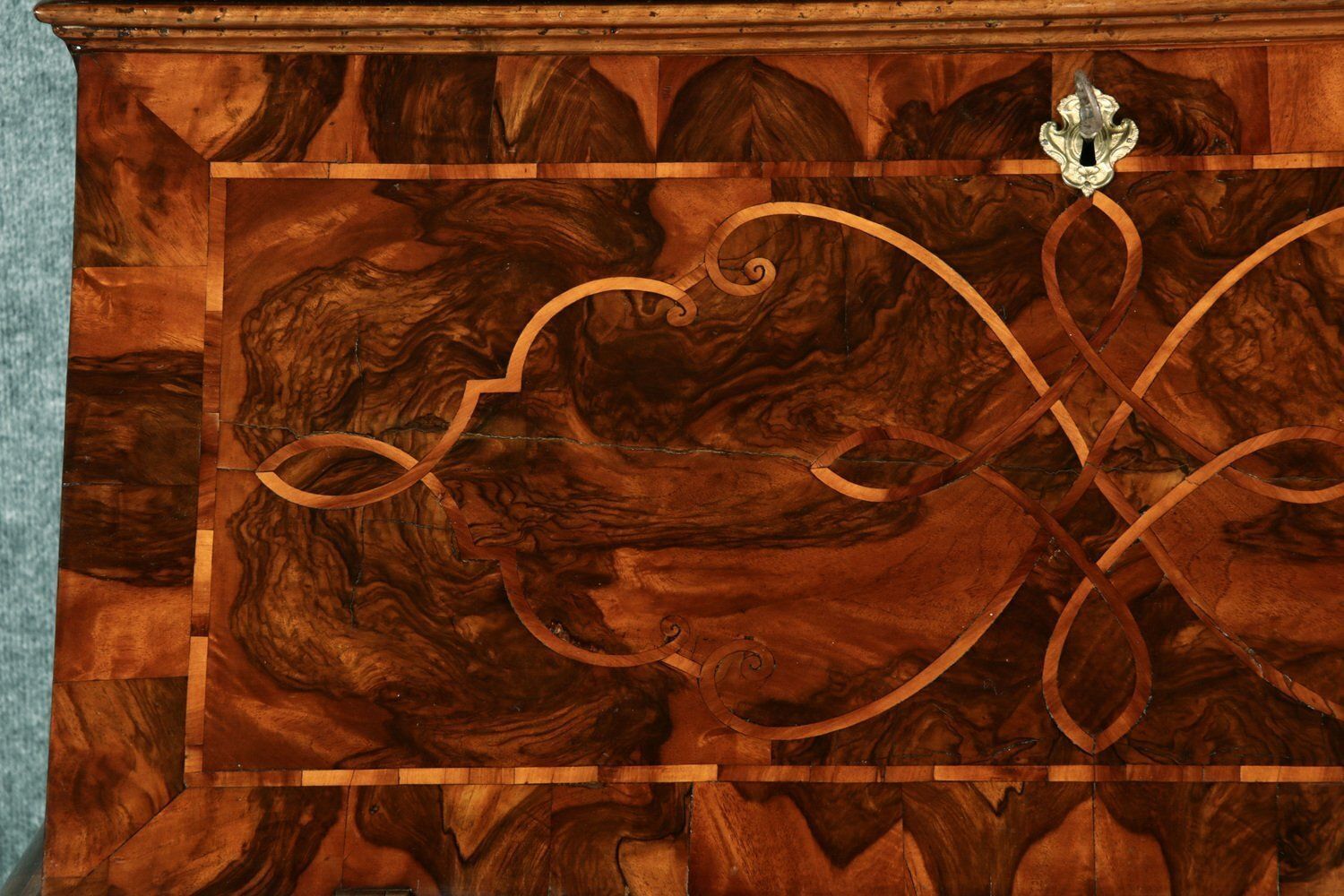 Furniture Baroque Secretary Walnut With Inlays, 1740s photo