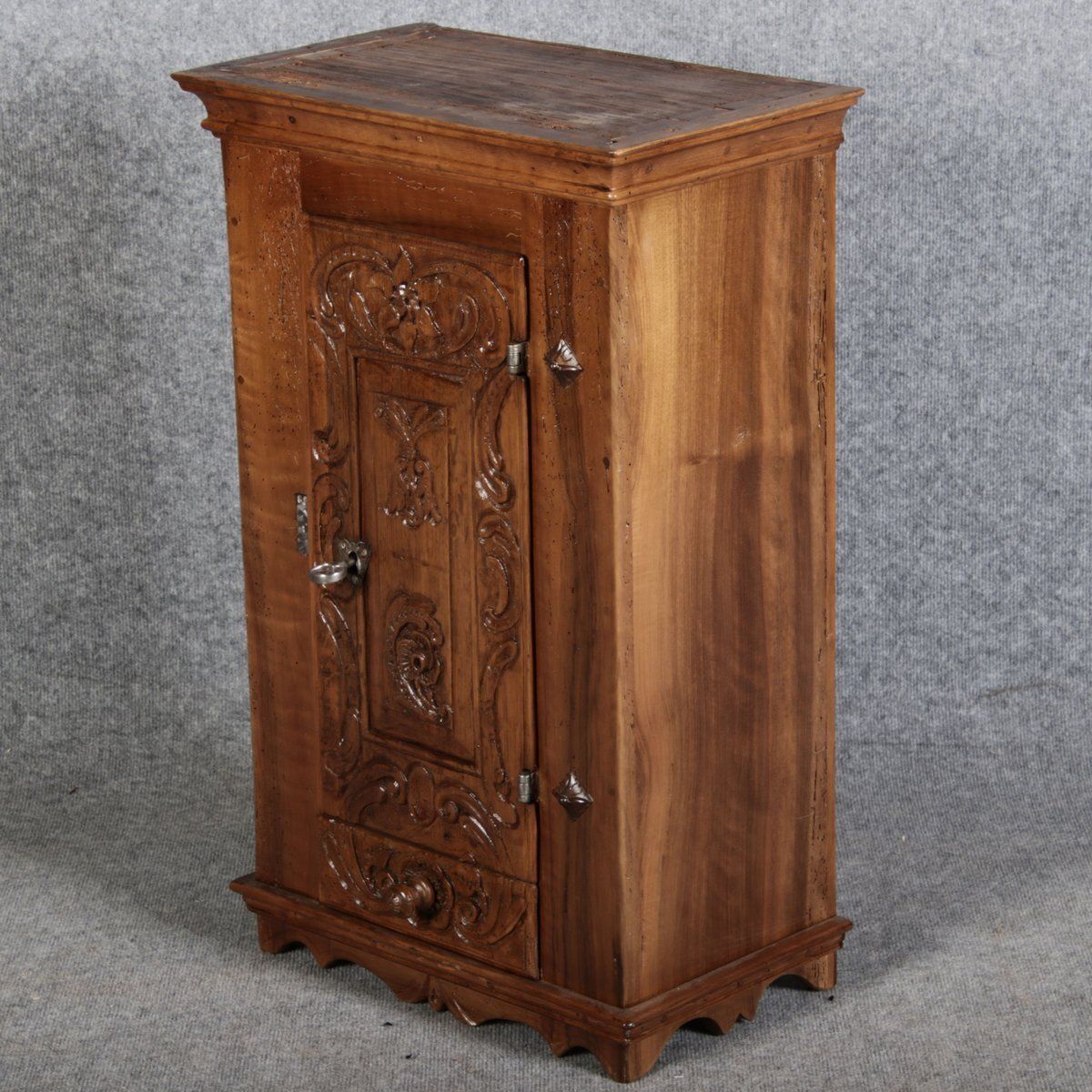 photo furniture Small Antique Baroque Walnut Wall Cabinet, 1750s