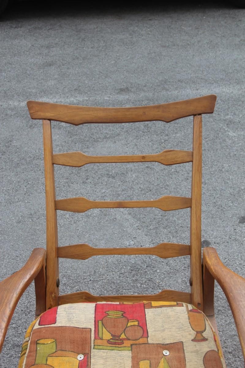 Midcentury Italian Design Reclining Chestnut Armchair 1950s Shaped Paolo Buffa photo vinterior