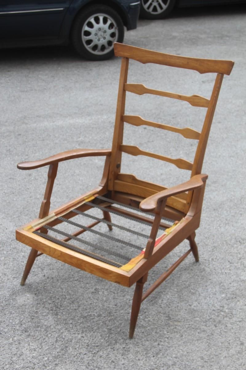 photo furniture Midcentury Italian Design Reclining Chestnut Armchair 1950s Shaped Paolo Buffa