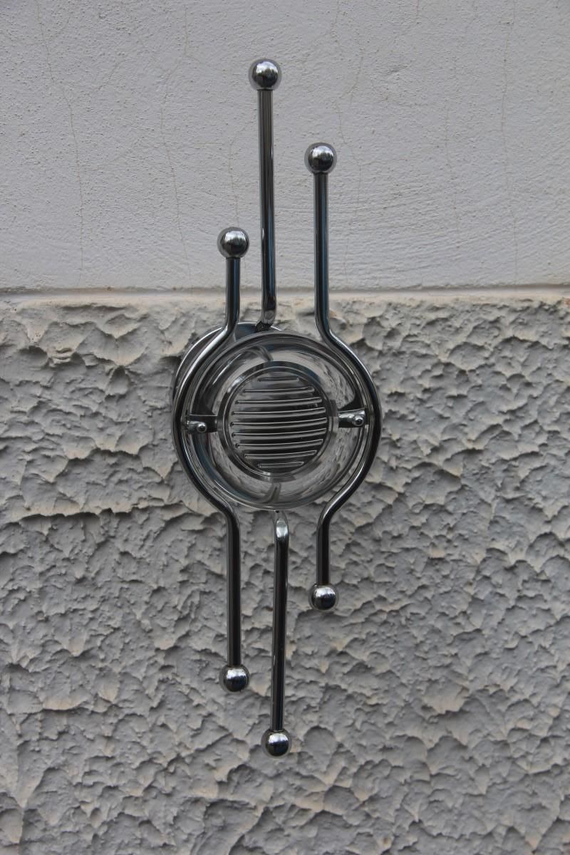 photo for sale Pair Of Steel Italian Sconces Sculptural Form Glass Lens 1970 Stilkronen