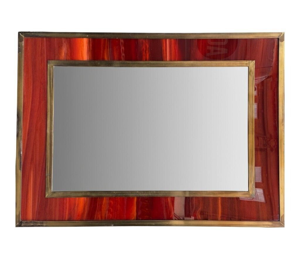 An Italian 1970s Faux Tortoiseshell And Brass Landscape Or Portrait Mirror photo for sale
