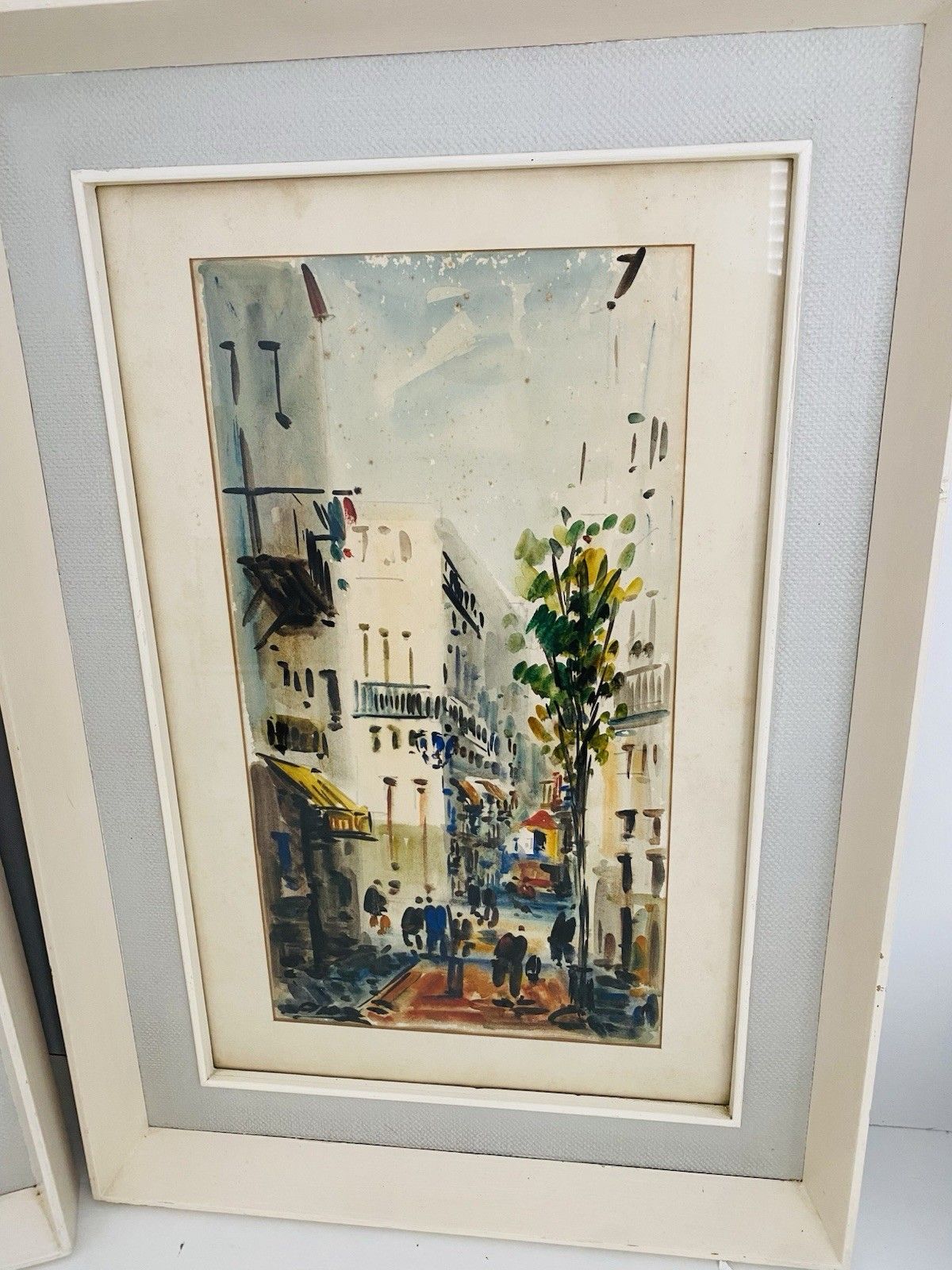 Pair Of Diaz Framed Street Scene Prints Mediterranean Village Art Wall Decor Vtg photo Art