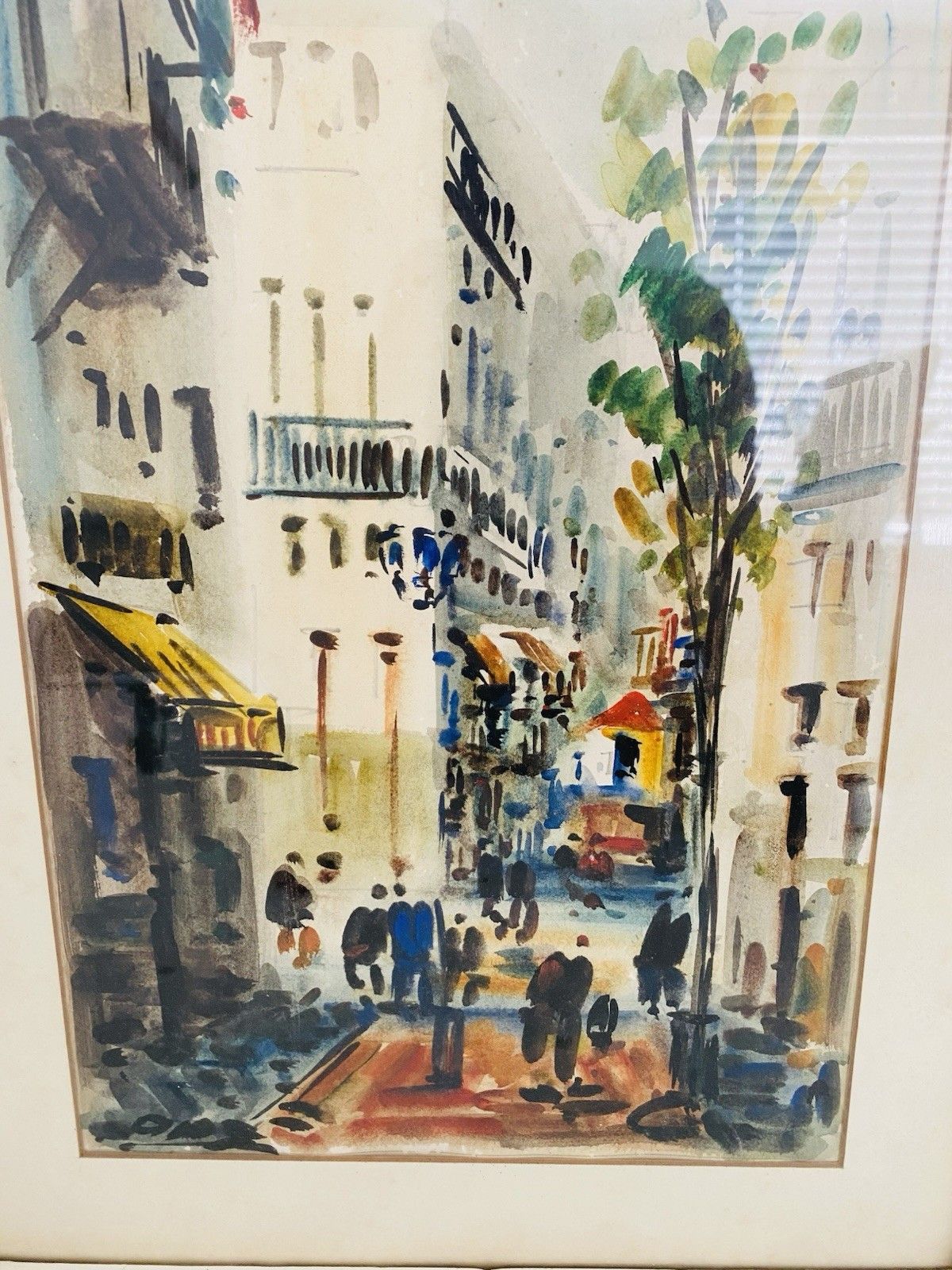 Pair Of Diaz Framed Street Scene Prints Mediterranean Village Art Wall Decor Vtg photo vinterior