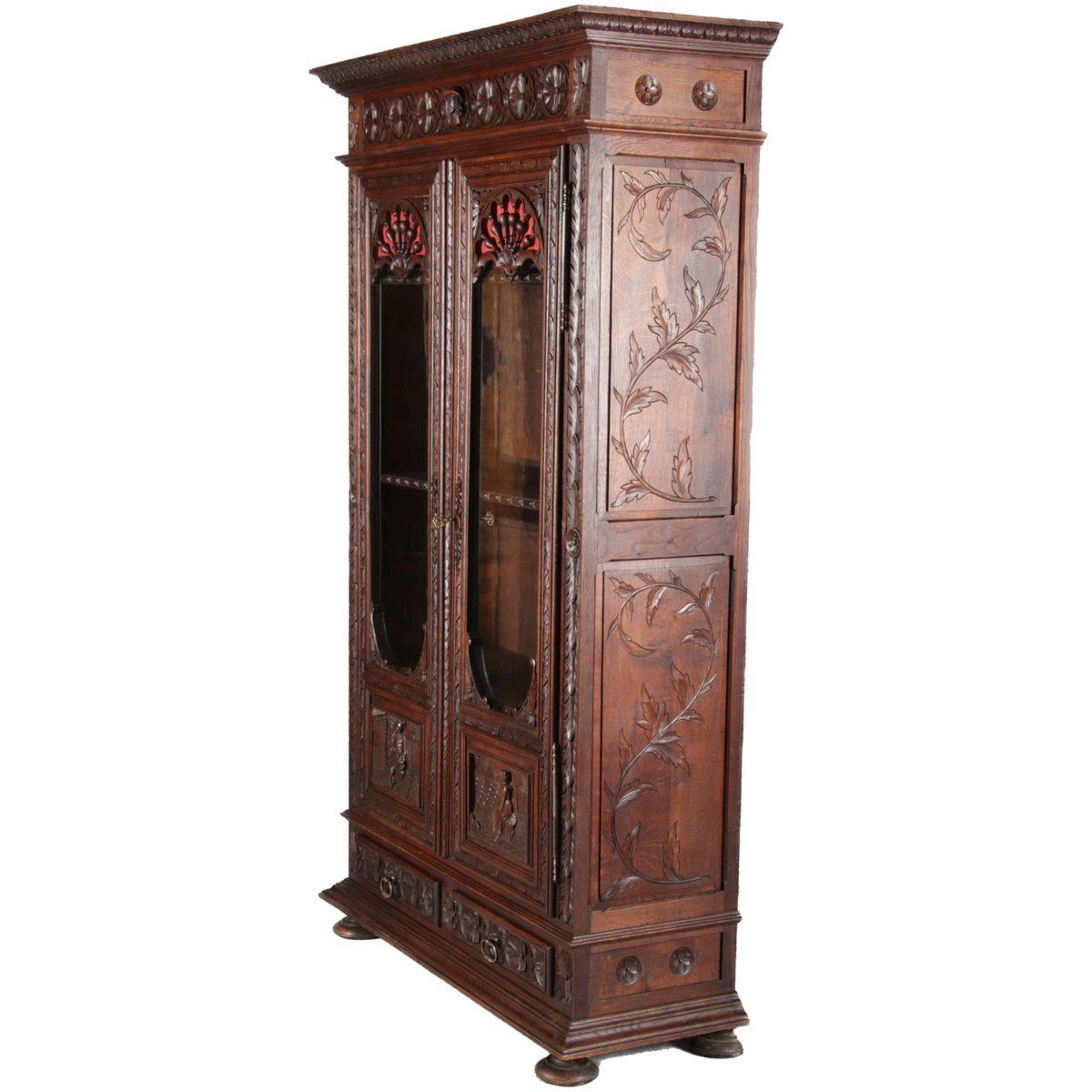 Antique Breton Wilhelminian Historism Oak Vitrine, 19th Century photo for sale