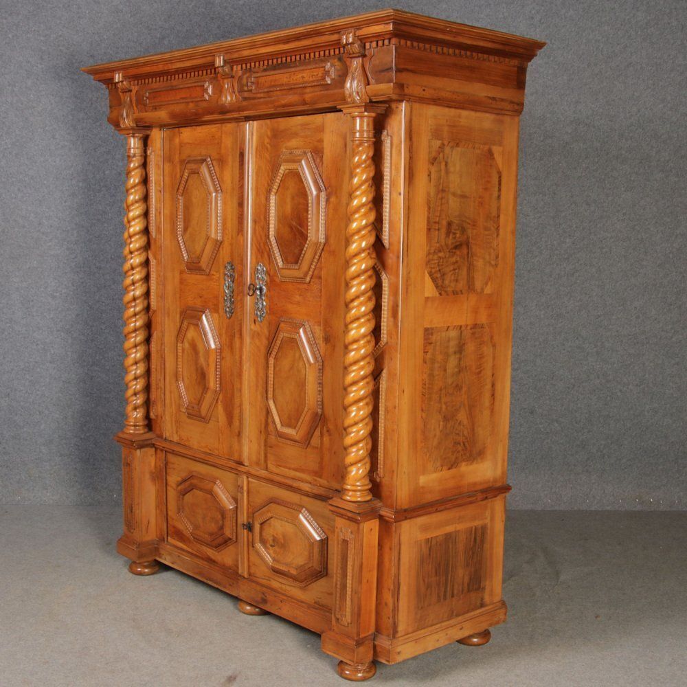 Antique Baroque Cabinet In Walnut With Corkscrew Columns, 1690 photo buy