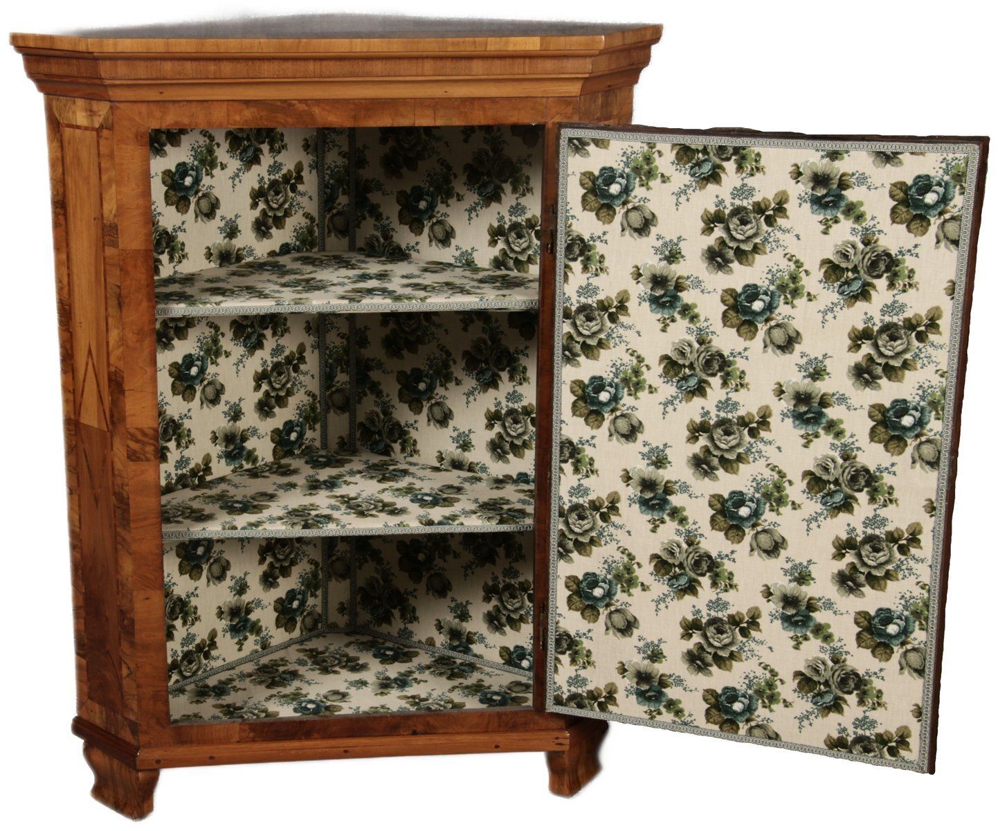 19 Century Baroque Corner Cabinet In Walnut Veneered, 1800s photo Furniture
