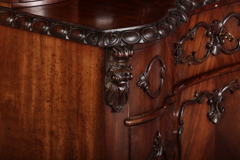 Narrow Chest Of Drawers In Mahogany With Cast Iron Candlesticks And Mirror, 1860s photo buy