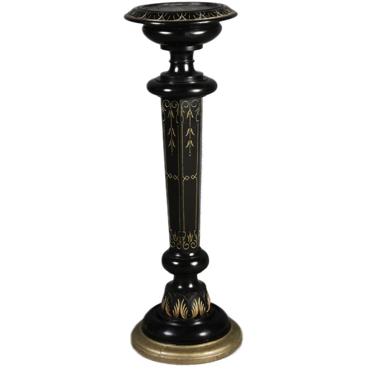 Antique Art Nouveau Floral Column In Black Gold, 1900