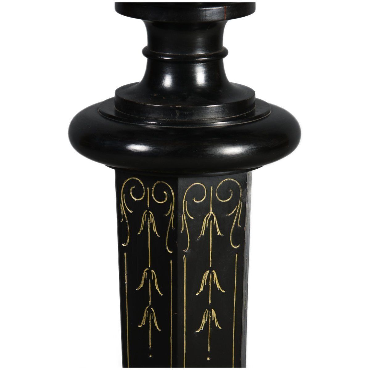 Antique Art Nouveau Floral Column In Black Gold, 1900 photo furniture